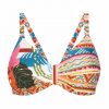 Top de bikini con aros y copas D estampado tropical y tribal - Vista frontal completa - Ana Faura