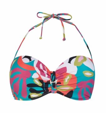 Top de Bikini Bandeau con Aros y Estampado Multicolor - Vista frontal completa - Ana Faura