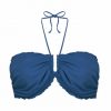 Top de Bikini Bandeau con Aros y Frunce para Copa E en Azul Profundo - Vista frontal completa - Ana Faura