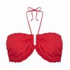 Top de Bikini Bandeau con Aros y Tirantes Halter Copa E Rojo - Vista frontal completa - Ana Faura