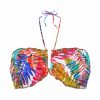 Top de bikini bandeau con estampado tropical y copas E - Vista frontal completa - Ana Faura