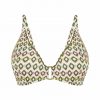 Top de Bikini Bralette con Estampado Ikat y Lurex Verde Oliva - Vista frontal completa - Ana Faura