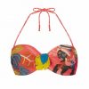 Top de Bikini Bustier con Aros y Estampado Floral Coral - Vista frontal completa - Ana Faura
