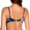Top de bikini Copa E estampado hojas negras y azules con tirantes multiposición - Detalle del diseño - Ana Faura
