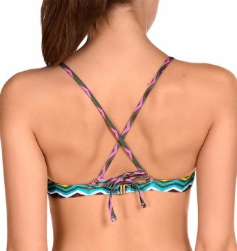 Top de bikini con aros y escote V zigzag multicolor - Detalle del diseño - Ana Faura