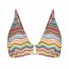 Top de bikini con aros y escote V zigzag multicolor - Vista frontal completa - Ana Faura