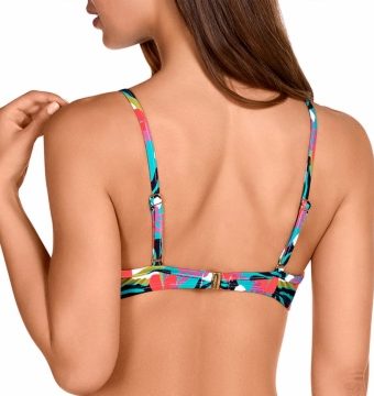 Top de bikini con aros y estampado abstracto multicolor - Detalle del diseño - Ana Faura