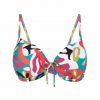 Top de bikini con aros y estampado abstracto multicolor - Vista frontal completa - Ana Faura