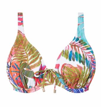 Top de bikini con estampado tropical para copas grandes - Vista frontal completa - Ana Faura