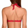 Top de bikini halter con aros Copa C en rojo vibrante - Detalle del diseño - Ana Faura