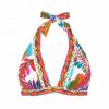 Top de bikini halter con estampado étnico y copas extraíbles - Vista frontal completa - Ana Faura