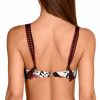 Top de bikini halter estampado tribal azul, con copas extraíbles y multiposición - Detalle del diseño - Ana Faura