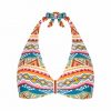 Top de bikini halter con aros estampado geométrico multicolor - Vista frontal completa - Ana Faura