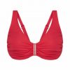 Top de Bikini Rojo con Aros y Diseño Fruncido Copa E - Vista frontal completa - Ana Faura