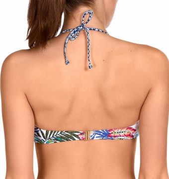 Top de bikini de sujeción estampado exótico con aros y copas - Detalle del diseño - Ana Faura