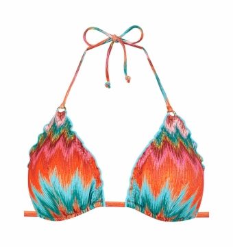 Top de bikini triángulo estampado chevron con lúrex multicolor - Vista frontal completa - Ana Faura