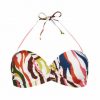 Top de bikini Twister con aros y estampado abstracto multicolor - Vista frontal completa - Ana Faura
