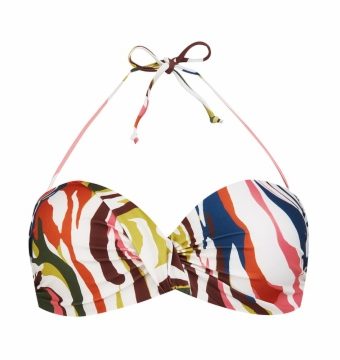 Top de bikini Twister con aros y estampado abstracto multicolor - Vista frontal completa - Ana Faura