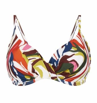 Top de Bikini Twister con Aros y Estampado Abstracto - Vista frontal completa - Ana Faura