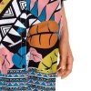 Vestido camisero de playa estampado tropical multicolor - Primer plano del tejido y textura - Ana Faura