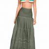Vestido largo multiposición de playa algodón troquelado verde oliva - Detalle del diseño - Ana Faura