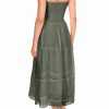 Vestido largo multiposición de playa algodón troquelado verde oliva - Vista de la espalda - Ana Faura