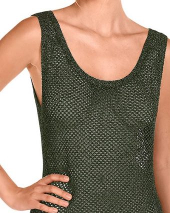 Vestido Largo de Playa Metalizado sin Mangas - Detalle del diseño - Ana Faura