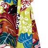 Vestido largo tropical anudado al cuello con estampado de manchas y hojas en verde lima - Primer plano del tejido y textura - Ana Faura