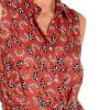 Vestido Caftán largo de Modal Terracota, estampado de abanicos geométricos - Detalle del diseño - Ana Faura