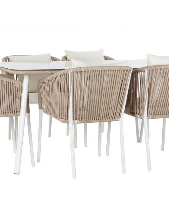 Conjunto de Comedor Exterior Faro de Aluminio y Cuerda Beige - Foto 1 - Ana Faura