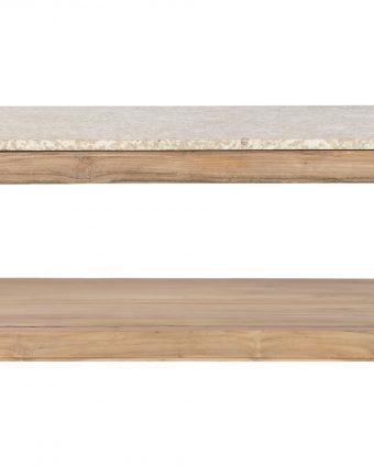 Mesa de Centro de Mármol y Madera Reciclada, Estilo Industrial Rústico - Foto 1 - Ana Faura