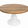 Mesa de Comedor Redonda de Madera de Mango y Pedestal Blanco - Foto 1 - Ana Faura
