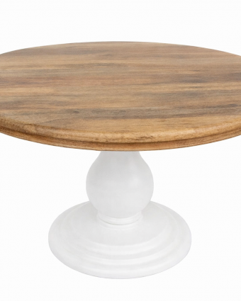 Mesa de Comedor Redonda de Madera de Mango y Pedestal Blanco - Foto 1 - Ana Faura