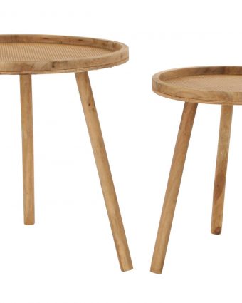 Set de Mesitas Auxiliares de Abeto y Ratán Natural – Lío - Foto 1 - Ana Faura