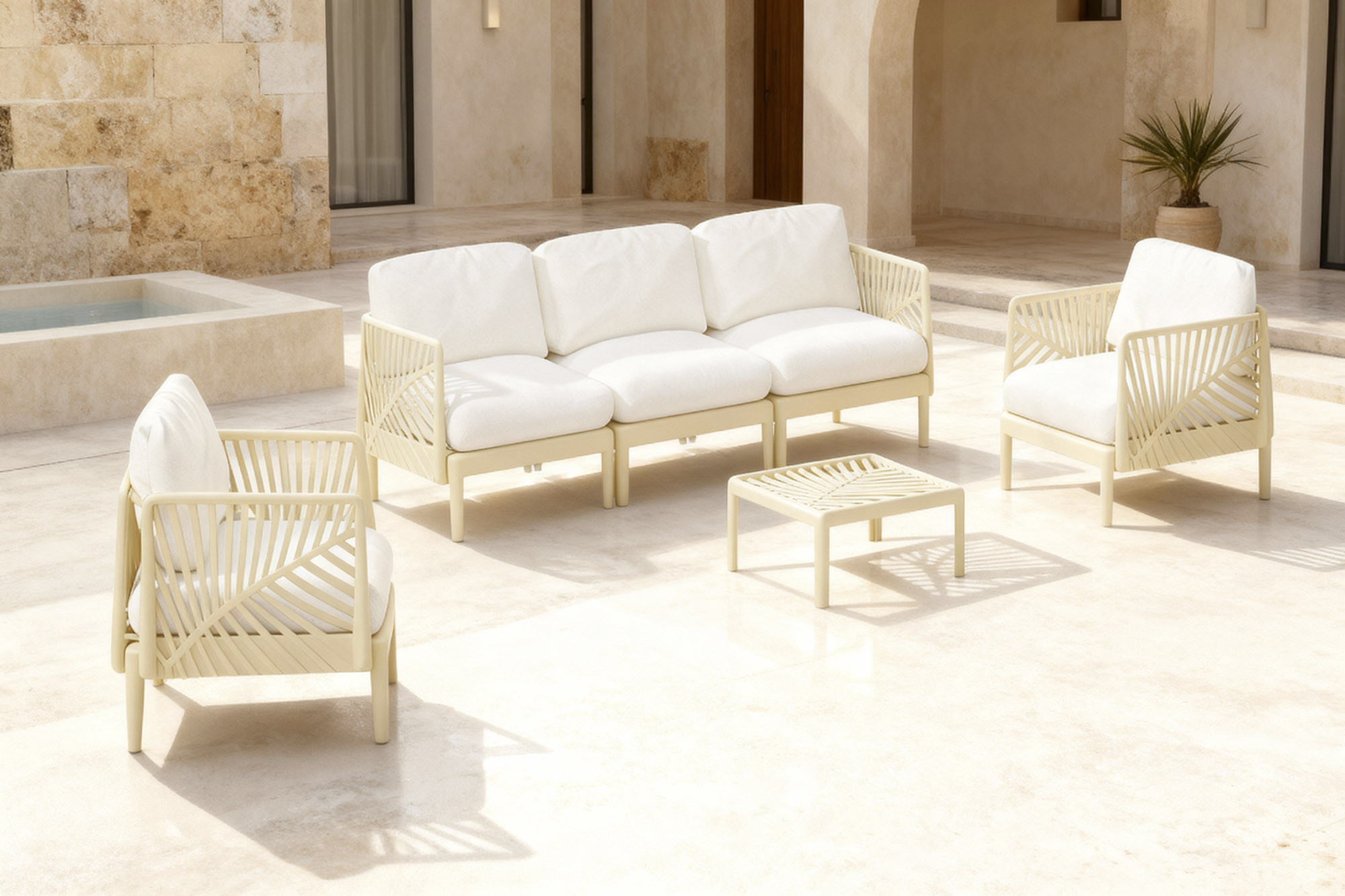 Set de Jardín Modular Hoja Crema Sofá y Mesa de Centro - 2 Set de Jardín Modular Hoja Crema Sofá y Mesa de Centro - Foto 2 - Ana Faura