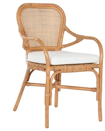 Silla de comedor Bambú y Ratán con Cojín Blanco - Foto 1 - Ana Faura