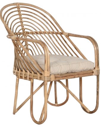 Silla de Comedor de Bambú y Ratán Natural con Cojín Beige - Foto 1 - Ana Faura