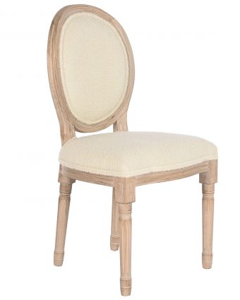 Silla de Comedor Clásica en Hevea y Bouclé Blanco Crudo - Foto 1 - Ana Faura