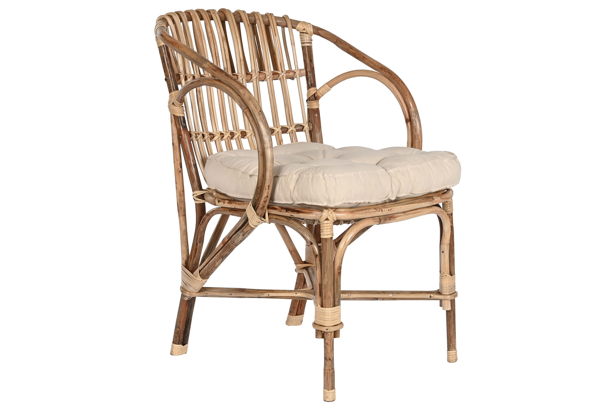 Silla de Ratán y Bambú Natural con Cojín Capitoné - 1 Silla de Ratán y Bambú Natural con Cojín Capitoné - Foto 1 - Ana Faura