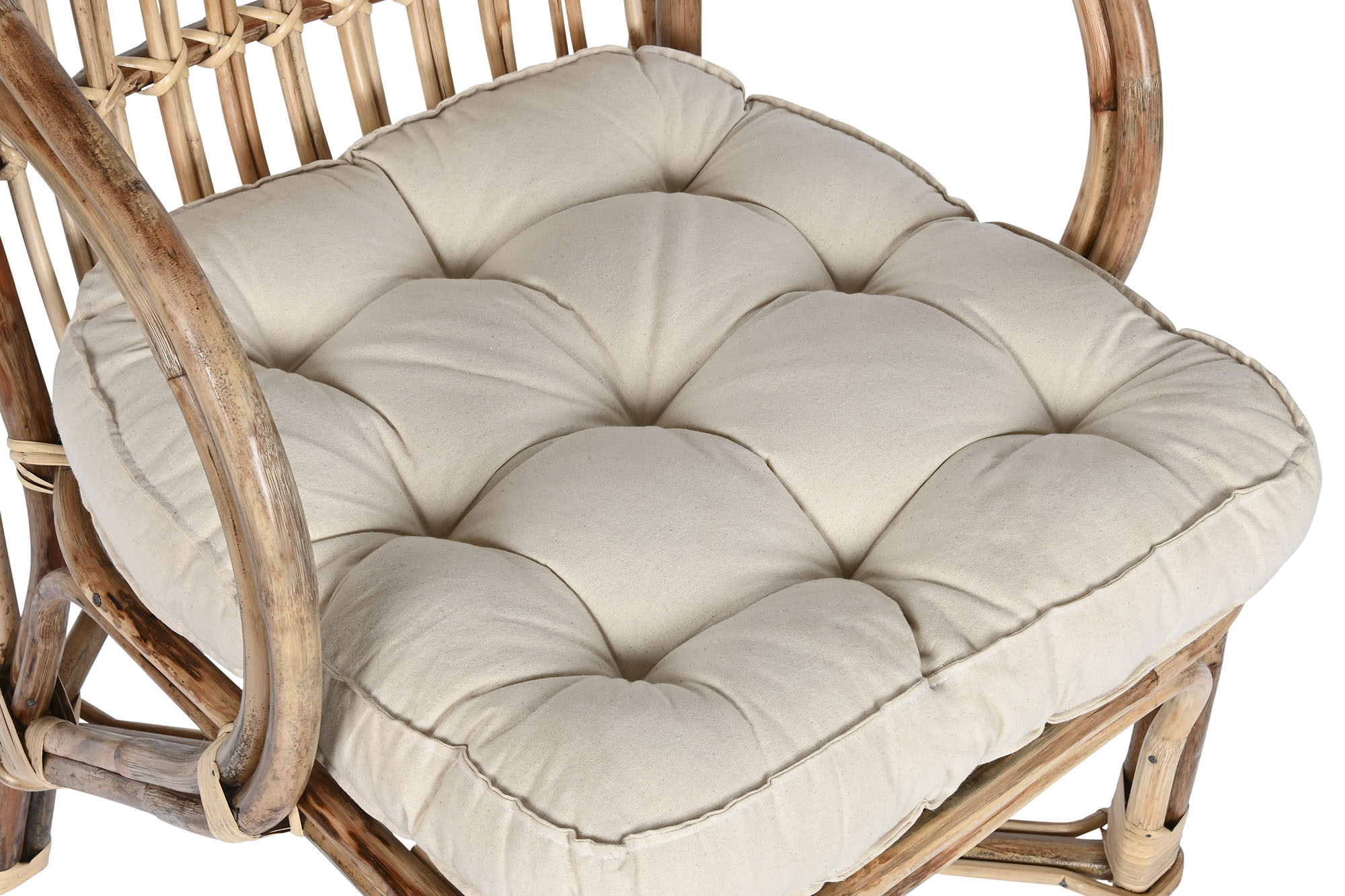 Silla de Ratán y Bambú Natural con Cojín Capitoné - 2 Silla de Ratán y Bambú Natural con Cojín Capitoné - Foto 2 - Ana Faura
