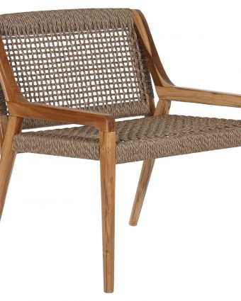 Silla de Teca Natural y Fibra Marrón Trenzada para Salón - Foto 1 - Ana Faura