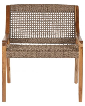 Silla de Teca Natural y Fibra Marrón Trenzada para Salón - Foto 2 - Ana Faura