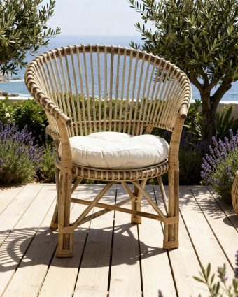 Sillón de Bambú y Ratán Natural con Cojín Crudo - Foto 2 - Ana Faura