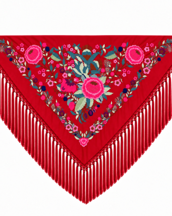 Mantón Sevilla Bordado Rojo