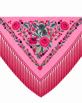 Mantón Sevilla Bordado Rosa