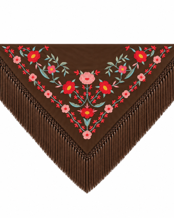 Mantón Edición Premium Sevilla Chocolate y Coral